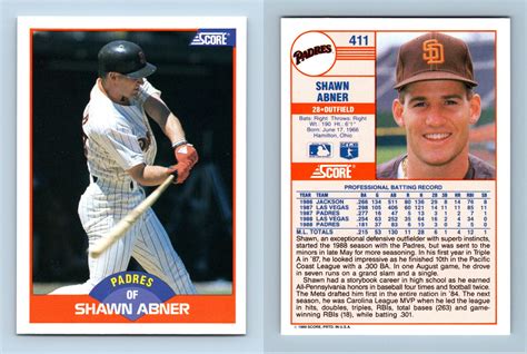 Shawn Abner - Padres #411 Score 1989 Baseball Trading Card