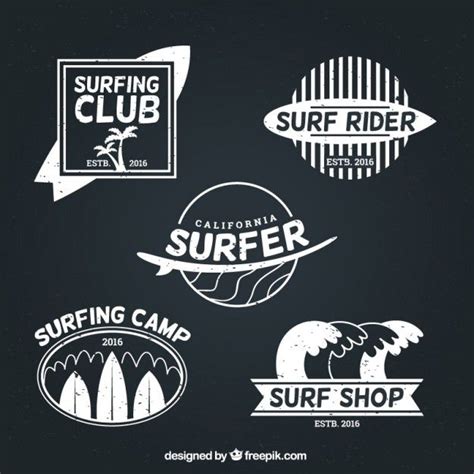 Free Vector | White surfer badges pack in 2024 | Surf logo, Wave ...