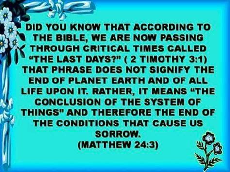 Did you know that, according to the Bible, we are now passing through critical times called, the ...