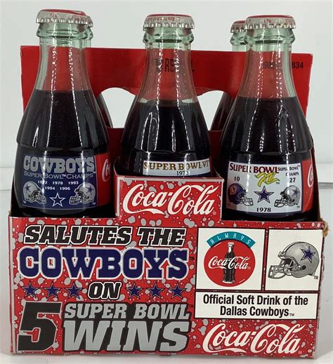 Lot - Dallas Cowboys Super Bowl wins Coca-Cola glass six pack.