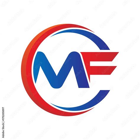 mf logo vector modern initial swoosh circle blue and red Stock Vector | Adobe Stock