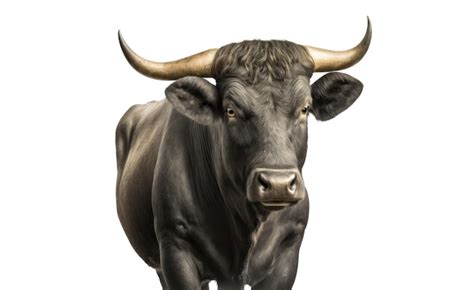 Premium AI Image | A black bull with horns is shown on a white background.