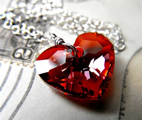 Red Heart Necklace Swarovski Crystal Sterling by ClassicKeepsakes