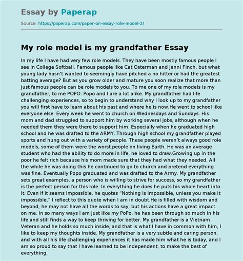 My role model is my grandfather Free Essay Example