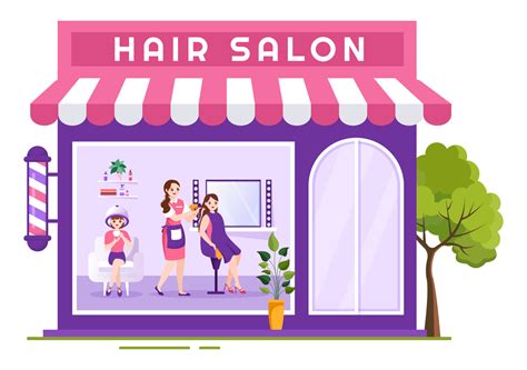 Hair Salon with Hairdresser, Haircut, Haircare and Hairstyle in Beauty Salon or Barber in Flat ...