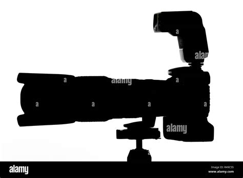 silhouette camera lens and flash Stock Photo - Alamy