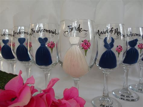 Hand Painted Bridal Party Wine Glasses PERSONALIZED to MATCH