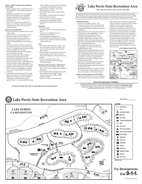 Lake Perris State Recreaion Area Campground Map | Camping | Campsite