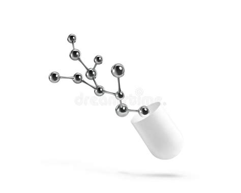 Half of a White Capsule with a Molecule on a White Background. Stock ...