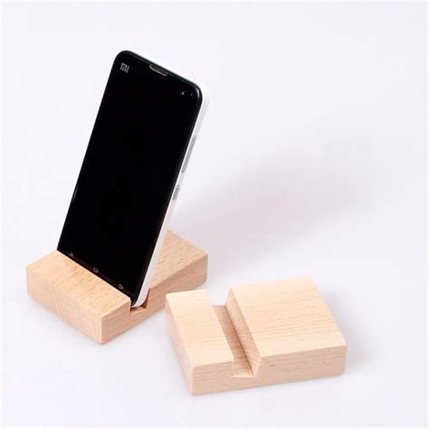 Beech Wooden Universal Cell Phone Stand Viewing Cradle Wood Holder ...