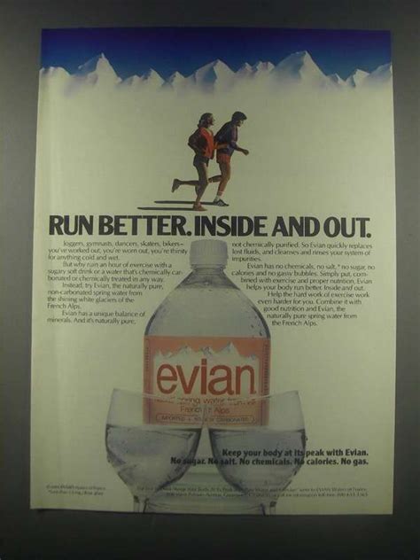 1985 Evian Water Ad - Run Better Inside and Out | Evian, Print advertising, Ads