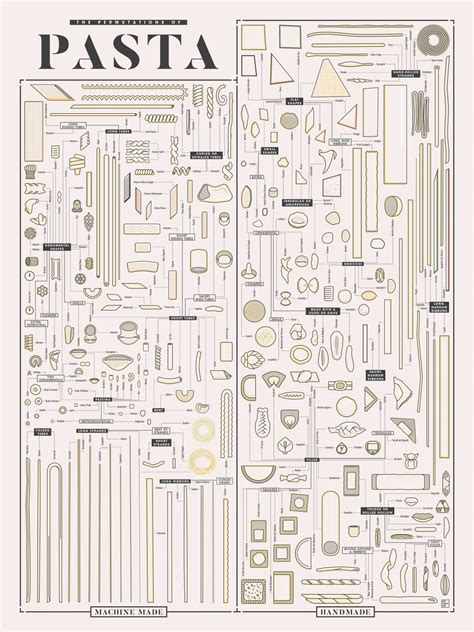 Different kinds of Pasta shapes Chart 18"x28" (45cm/70cm) Poster