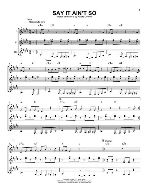 Weezer - Say It Ain't So - Sheet Music at Stanton's Sheet Music