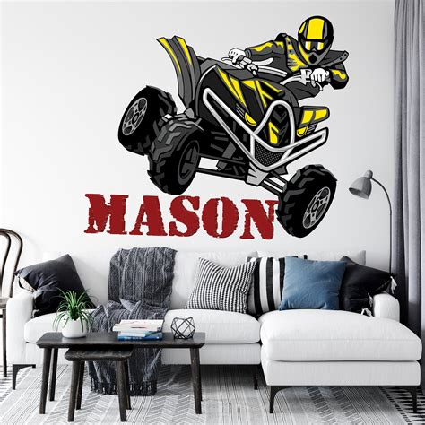 Custom Name ATV Rider Wall Decal Quad Wall Decor 4x4 Wheeler - Etsy