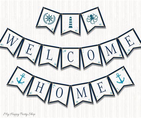 Welcome Home Banner PRINTABLE Nautical Banner Anchor | Etsy Baby Boy Banner, Its A Boy Banner ...