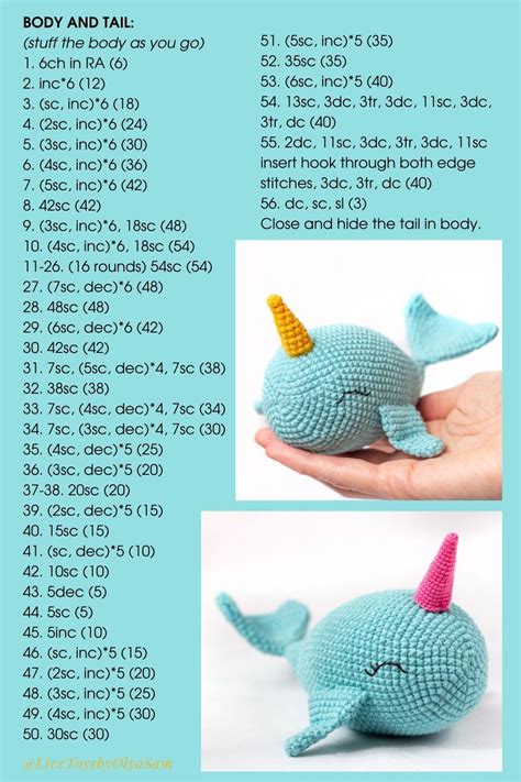 Stuffed Narwhal Crochet Toy Pattern