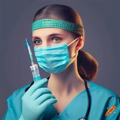 Young nurse in medical attire with a syringe
