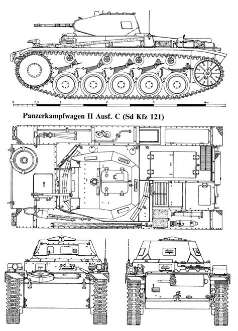 Panzer II Blueprint - Download free blueprint for 3D modeling