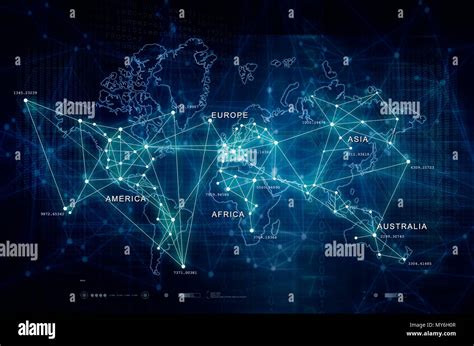 Internet of Things Digital World Map Stock Photo - Alamy