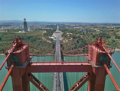 Aerial of Ponte 25 De Abril Bridge in Almada, Lisboa, Portugal Stock Image - Image of view ...