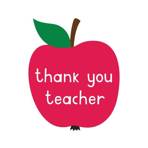 Thank You Teacher Text Design With Red Apple Illustrations, Royalty ...