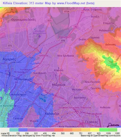 Elevation of Kifisia,Greece Elevation Map, Topography, Contour