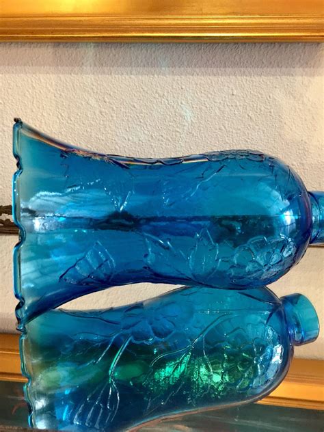 Rare Aqua Blue Glass Hurricane Lampshade | Etsy | Blue glass, Glass ...