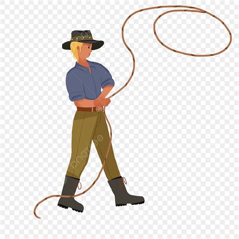 Cowboy With Lasso Clipart Hd PNG, Cowboy Holding A Leather Lasso Clipart, Cowboy Clipart ...