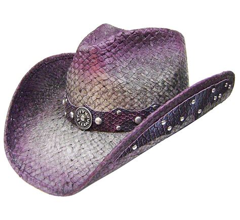 Straw Cowboy Hat Leather-Like Appliques Purple - CS182E3LUSW | Cowboy hats, Straw cowboy hat ...