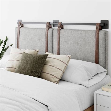 Nathan James Harlow 72 in. King Wall Mount Gray Upholstered Headboard ...