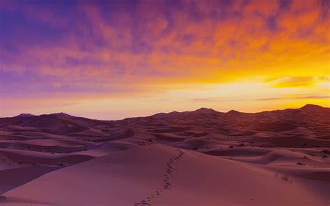 nature, landscape, sand, dunes, sky, sunset, clear sky, Sahara, desert, Algeria HD Wallpaper