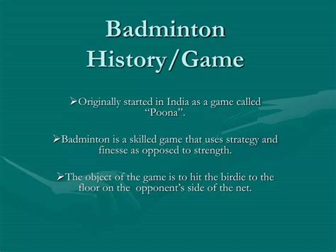 PPT - Badminton History/Game PowerPoint Presentation, free download ...