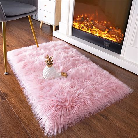 Super Soft Faux Sheepskin Fur Area Rugs for Bedroom Floor Shaggy Plush Carpet Faux Fur Rug ...