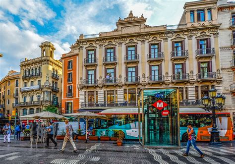 Colorful Street In Barcelona Free Stock Photo - Public Domain Pictures