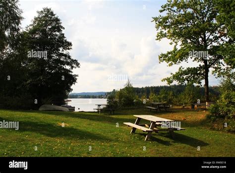 Picnic place by the lake Stock Photo - Alamy