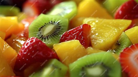 Premium AI Image | A colorful fruit salad with a variety of tropical fruits