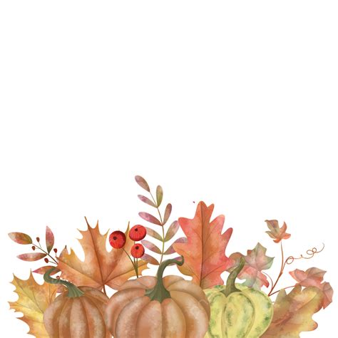 Watercolor Autumn Leaves PNG Image, Pumpkin And Watercolor Autumn ...