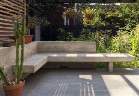 Backyard seating area, Concrete bench outdoor, Outdoor sitting area