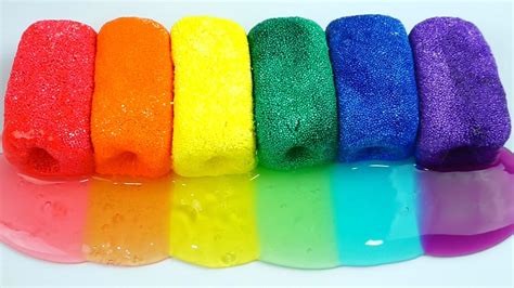 How To Make Colors Clay Slime Toy DIY Rainbow Foam Slime Learn Colors ...