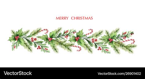 Watercolor christmas garland with fir Royalty Free Vector