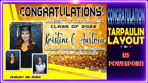 HOW TO MAKE GRADUATION TARPAULiN LAYOUT AND DESIGN IN MS POWERPOINT II C... | Tarpaulin ...