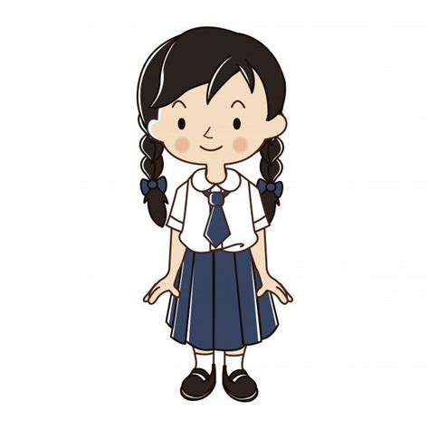 Premium Vector | Thai Girl in student uniform illustration. | Student cartoon, Character design ...