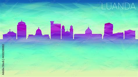 Luanda Angola City Skyline Vector Silhouette. Broken Glass Abstract ...