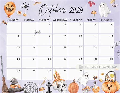 Calendar Halloween 2024 Template - Marna Sharity