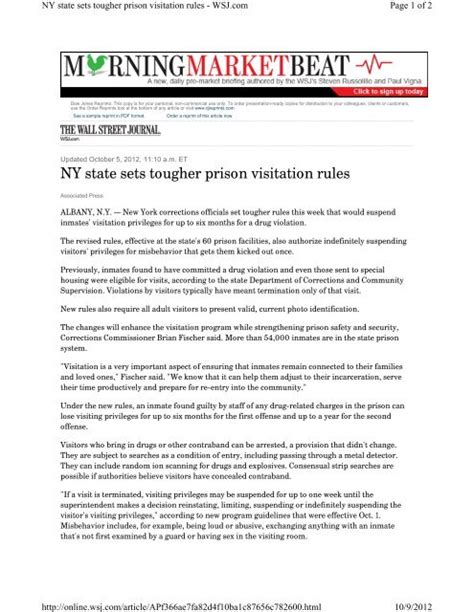 NY state sets tougher prison visitation rules - New York State ...