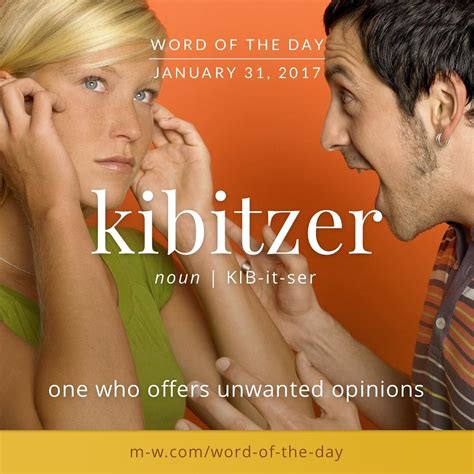 A kibitzer is one who offers unwanted opinions. #wordoftheday | Weird words, Vocabulary words ...