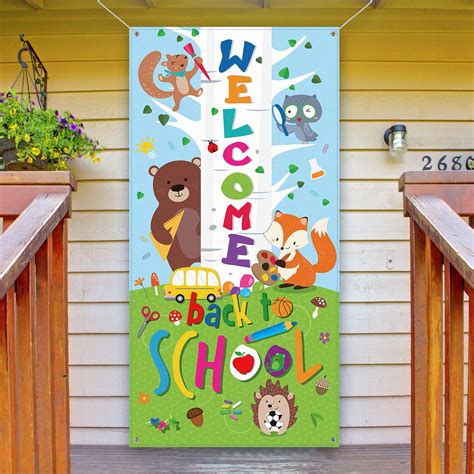 Buy Welcome Back To School Door Cover, Large Fabric First Day of School Backdrop Back To School ...