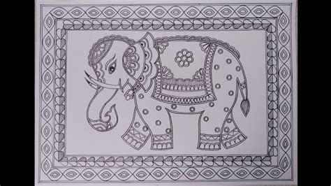 Madhubani Painting (part -1)/Elephant 🐘 Madhubani Painting Step By Step/ Mithila Painting/ Folk ...