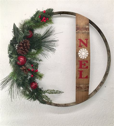 Christmas Wreath wine barrel ring & stave | Etsy | Wine barrel crafts ...