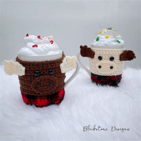 How to Make a Moose Mug Cozy - Free Crochet Pattern - Blackstone Designs Crochet Patterns